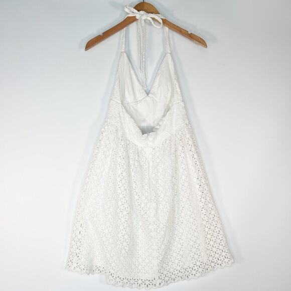 Milly New York White Lace Eyelet Halter Backless A-line Party Dress Sundress - Picture 7 of 11